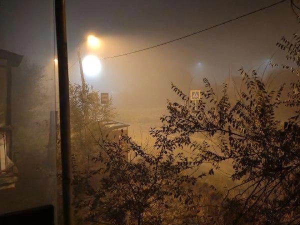 Как эффектно свет фонаря прорезает туманную пелену… | Источник: читатель V1.RU