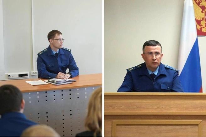 Слева на фото Михаил Ковязин, справа — Иван Волков | Источник: Прокуратура Красноярского края / Telegram