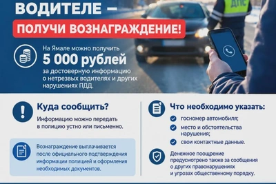На Ямале за сообщение о пьяном водителе выплачивают пять тысяч