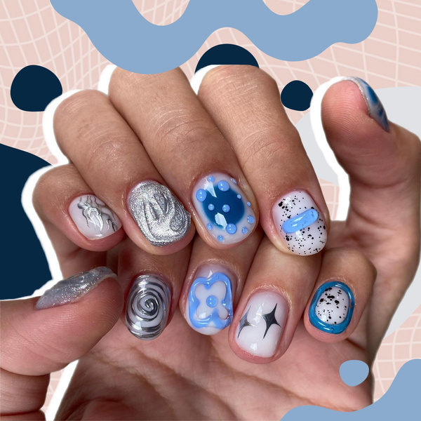 Разный дизайн на каждом ногтей — лучший маникюр на Новый год 2024