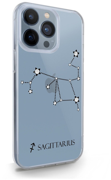 Прозрачный силиконовый чехол с кристаллами Swarovski для iPhone 13 Pro Знак зодиака Стрелец