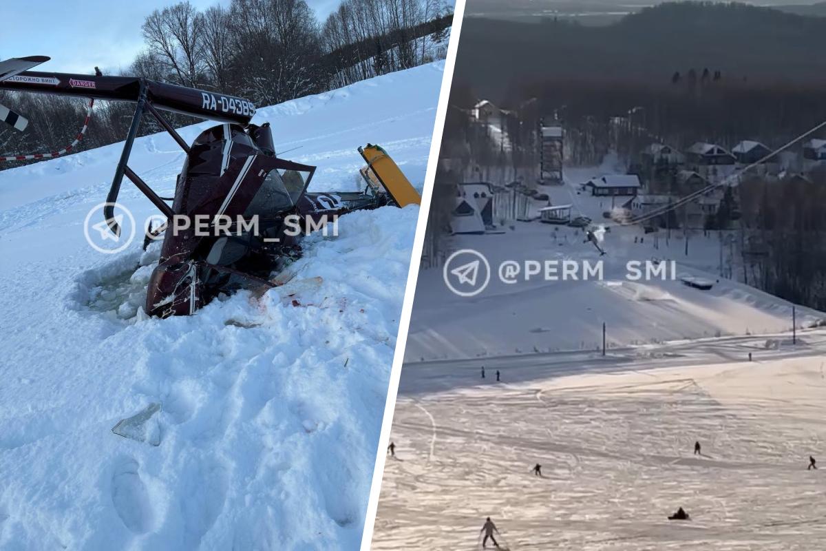 Зацепился за провода и рухнул: появилось видео с моментом крушения вертолета на базе отдыха в Прикамье