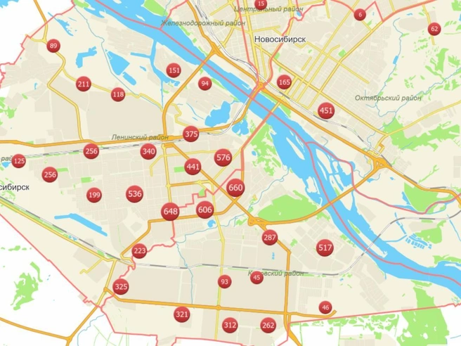 Холодную воду отключали на этих участках | Источник: map.novo-sibirsk.ru