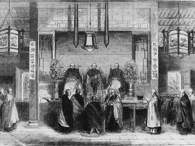 Ритуал посвящения в тайное общество. Гравюра, середина XIX века. | Источник: Corbis/RPG