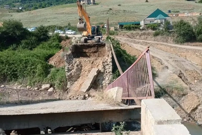 Установка временного моста в Табасаранском районе
