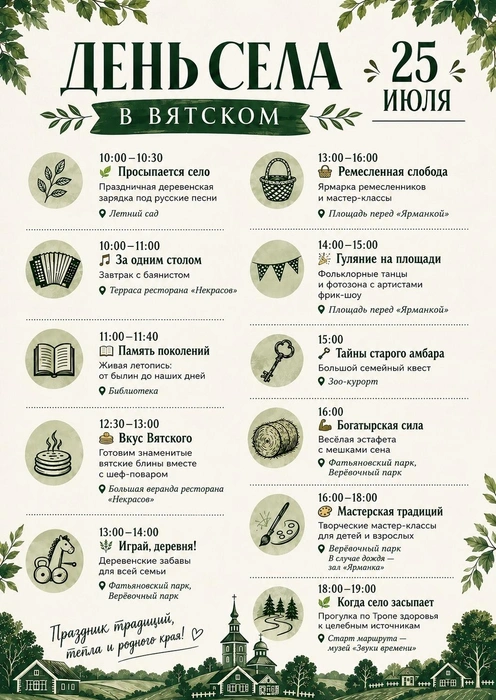 Программа праздника | Источник: Музейный комплекс «Вятское» / Vk.com