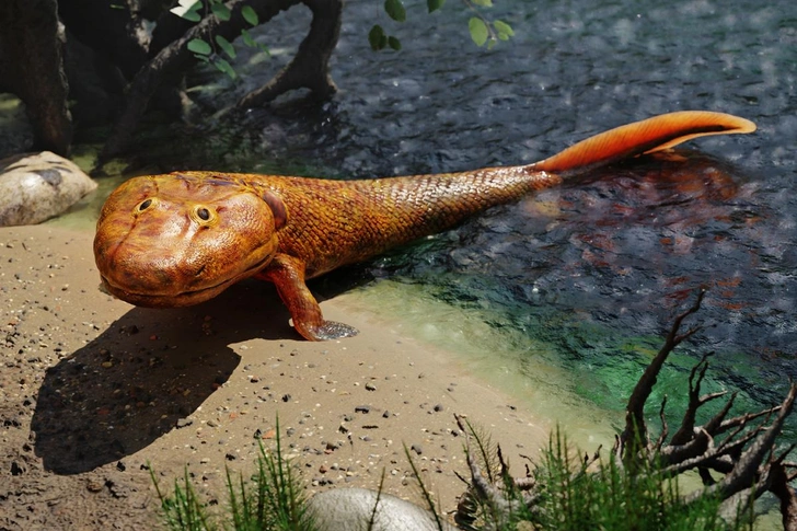 Реконструкция внешнего вида лопастеперой рыбы Tiktaalik, возможно, умевшей выглядывать из воды | Источник: Dotted Yeti / Shutterstock / Fotodom.ru