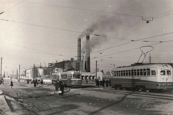 Первые трамваи в районе КрасТЭЦ, 1958 год | Источник: admkrsk.ru