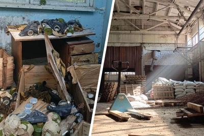 Старые противогазы в заброшенном цеху Ярославля