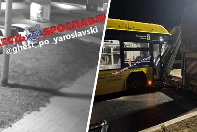 Опубликовано видео ночного ДТП с автобусом в Ярославле