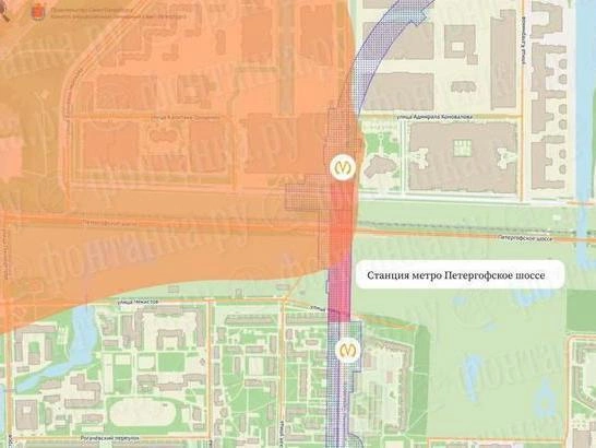 В комитете по строительству указали, что перед принятием решения о корректировке были уточнены границы размыва грунтов в районе станции «Петергофское шоссе». | Источник: «Фонтанка.ру»