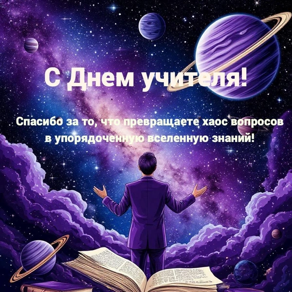 Открытка ко Дню учителя, поздравление ко дню учителя, поздравление ко дню учителя от класса, красивое поздравление ко дню учителя, оригинальное поздравление ко дню учителя, Какого числа День учителя, открытки ко дню учителя, поздравление с днем учителя | Источник: Шедеврум