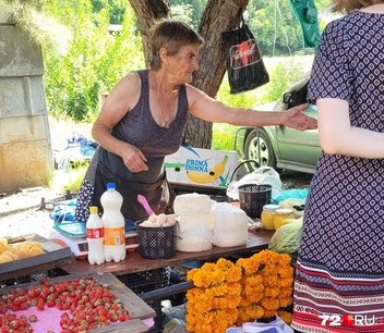Помимо овощей, сельские жители везут на продажу яйца, творог, сметану | Источник: читатель 72.RU