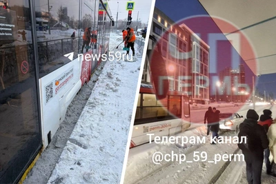 Трамвайный коллапс в Перми: снег и машина парализовали движение