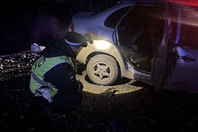 На Тюменском тракте «Лада» влетела в ограждение и загорелась