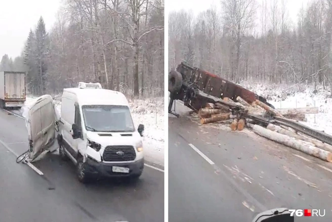 В Ярославской области произошло ДТП с лесовозом | Источник: читатель 76.RU
