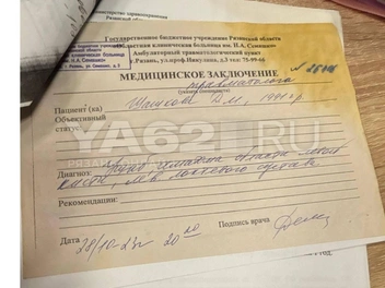 Справка, подтверждающая, что вечером 28 октября 2023 года Дарью избили | Источник: Виктория Улитова / YA62.RU