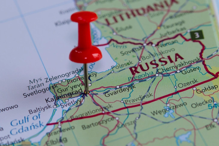 Карта Калининградской области, части России между Польшей и Литвой | Источник: Below the Sky/Shutterstock/Fotodom.ru