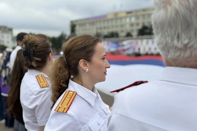 Сотрудники СК Дагестана участвовали в разворачивании флага