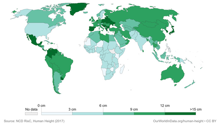 Фото №3 - Карта: средний рост женщин в каждой стране мира