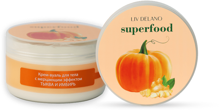 LivDelano SUPERFOOD Крем-вуаль для тела с мерцающим эффектом тыква и имбирь