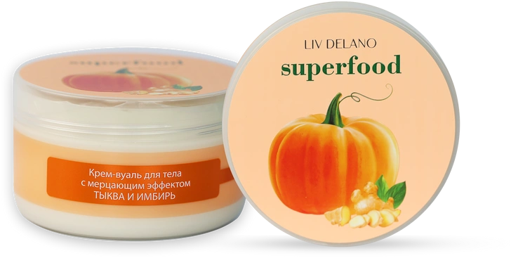 LivDelano SUPERFOOD Крем-вуаль для тела с мерцающим эффектом тыква и имбирь