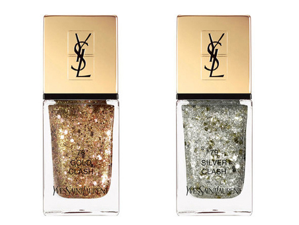 Лак для ногтей Holiday 2016, YSL. Cлева: в цвете 79 Gold Clash, справа: в цвете 79 Silver Clash