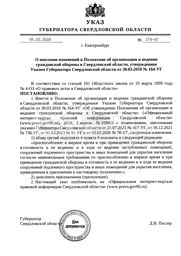 Указ подписал губернатор области  | Источник: www.pravo.gov66.ru