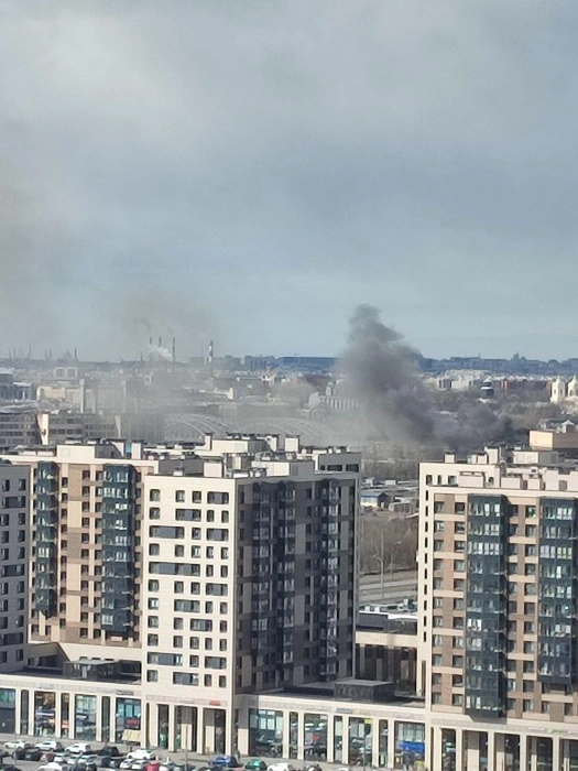 На Дальневосточном проспекте загорелись гаражи. Столб дыма наблюдали жители соседних кварталов | Источник: читатель «Фонтанки»