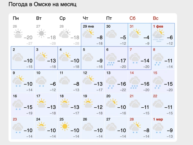 Половина месяца будет идти снег | Источник: gismeteo.ru