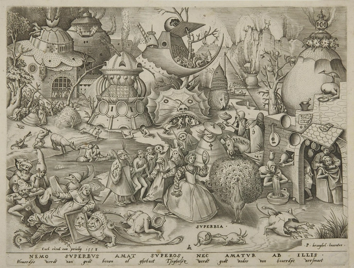 Гордость из серии «Семь смертных грехов». Питер Брейгель. Гравер Питер ван дер Хейден. Время создания доски: 1558 | Источник: ГМИИ им. А.&nbsp;С.&nbsp;Пушкина