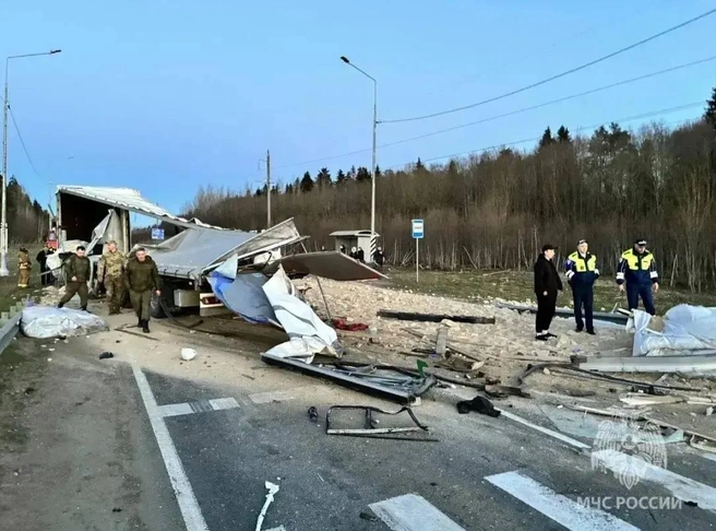 Появились кадры с места жесткого ДТП в Гатчинском округе: погиб пассажир рейсового автобуса | Источник: МЧС России