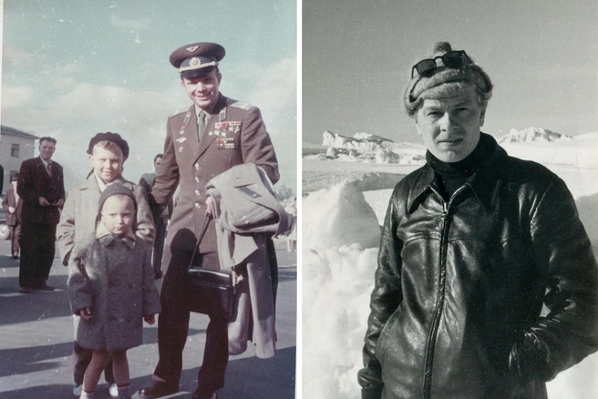 Слева — Юрий Гагарин вместе с Рома и Никита Барашевыми, а справа — Павел Барашев в Антарктике | Источник: личный архив семьи Барашевых