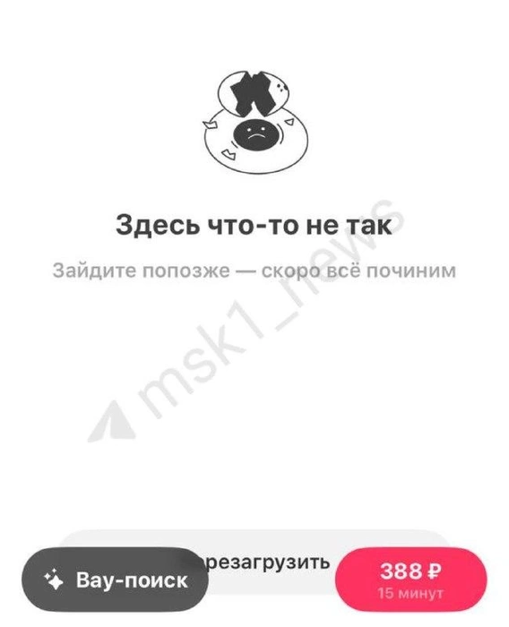 Из-за атак БПЛА случился сбой в приложении «Самокат» | Источник: скриншот мобильного приложения