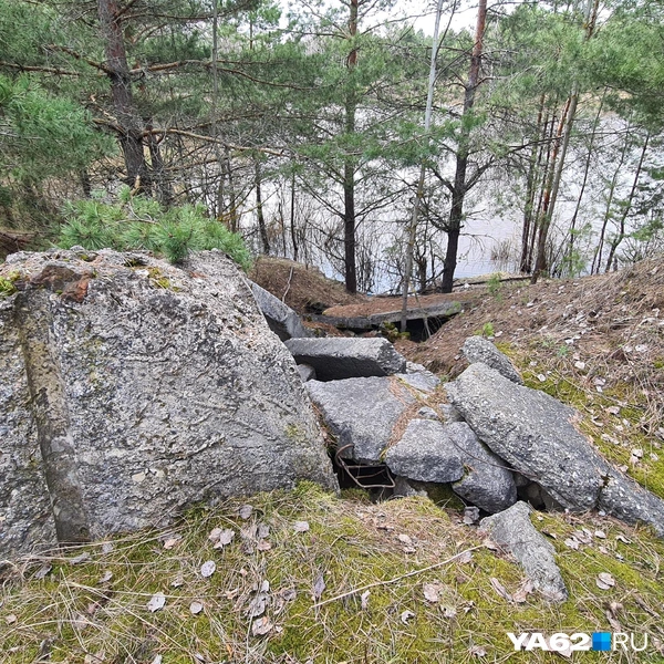 Кто-то решил выбросить куски асфальта прямо в водоем | Источник: Светлана Коновалова / YA62.RU