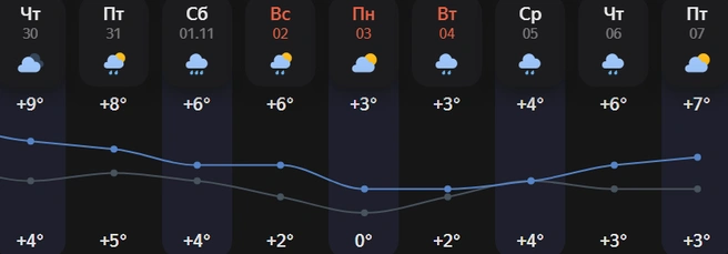 Никакого новогоднего настроения пока не предвидится | Источник: Яндекс.Погода