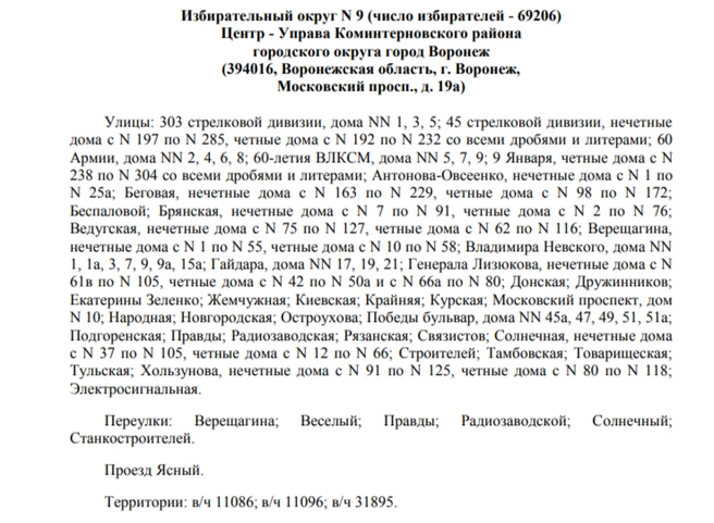 Источник: избирательная комиссия Воронежской области / Voronezh.izbirkom.ru