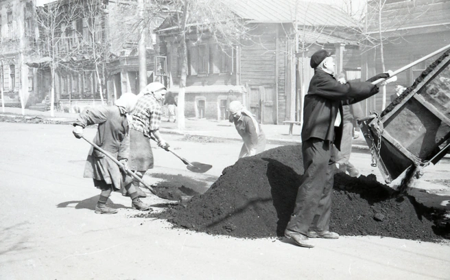 Ремонт улицы Самарской, 1957 год | Источник: фотофонд Самарского госархива социально-политической истории