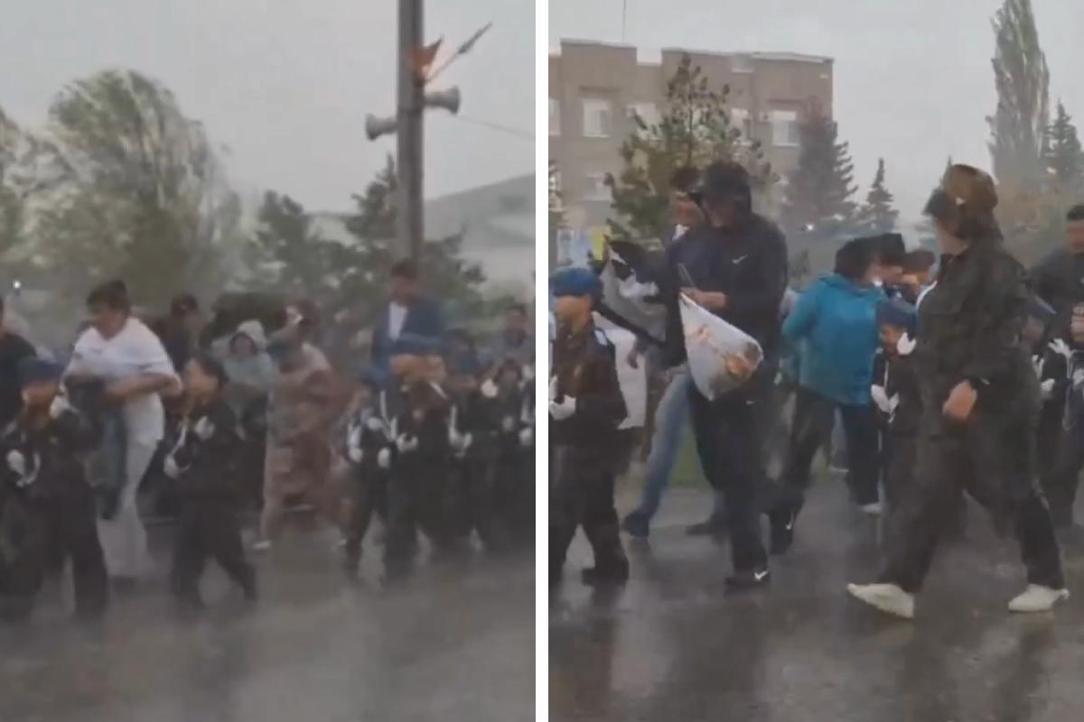 «Десантники не дрогнули»: в башкирском Зауралье детсадовцы прошли маршем под ливнем — видео