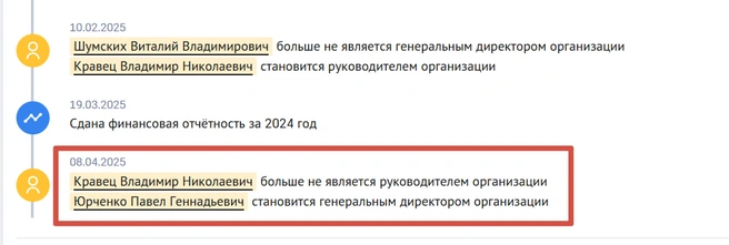 Павел Юрченко назначен на должность гендира 8 апреля | Источник: Checko.ru