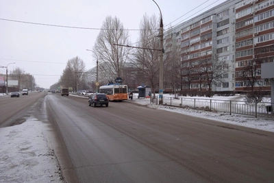 Затопление перекрестка в Ульяновске из-за замерзшего гидранта