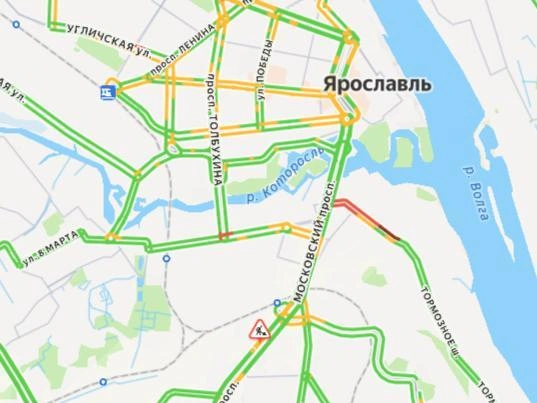 Пробка на дороге из-за пожара | Источник: Яндекс. Карты