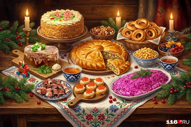 Ну какой новогодний стол без бәлеша | Источник: Полина Авдошина / Городские медиа