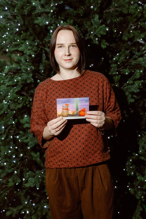 Людмила Чувиляева, автор открытки «Здравствуй, Новый Кот!»