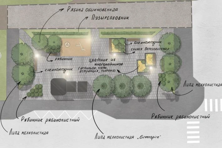 Предусмотрено и дополнительное озеленение территории | Источник: проектная дирекция Министерства ТЭК и ЖКХ Архангельской области / arhcity.ru
