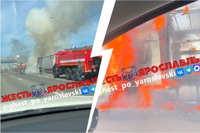 На трассе М-8 под Ярославлем загорелась фура – видео