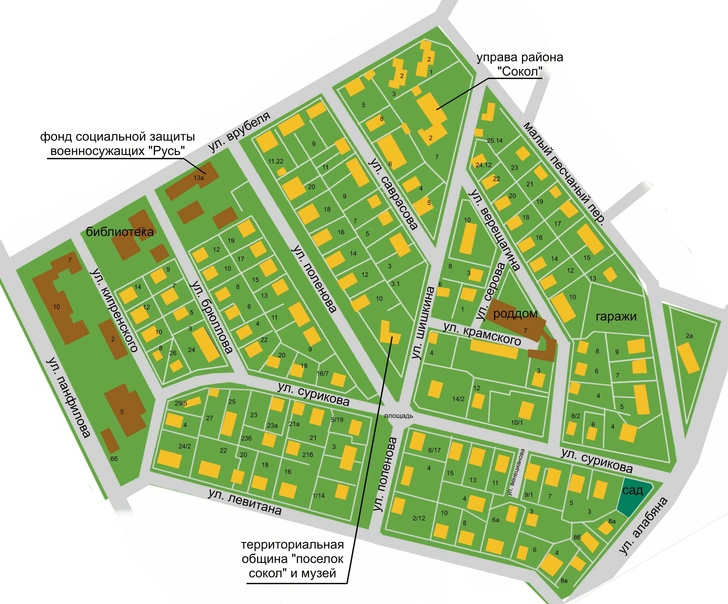 План поселка художников «Сокол».