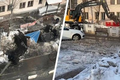 На Парковом из-за аварии образовался провал грунта