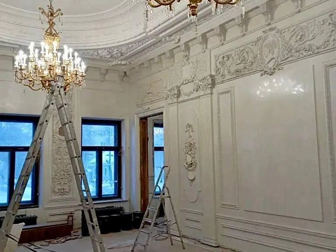 Реставрация Литературного музея имени Горького в Нижнем Новгороде в процессе выполнения. | Источник: Юрий Шалабаев / Telegram
