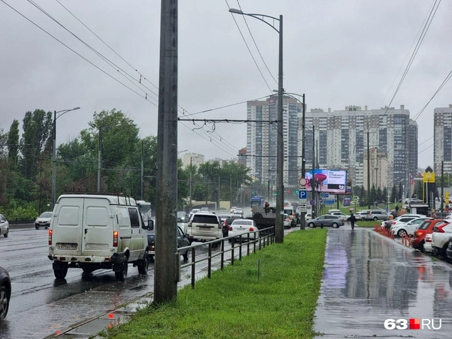 Иногда очереди можно заметить за несколько десятков метров до АЗС | Источник: Роман Данилкин / 63.RU
